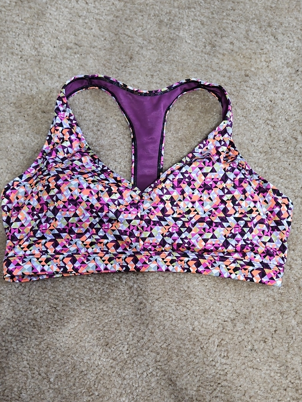 Victoria Secret Sports Bra Women's Purple Geometric Racerback